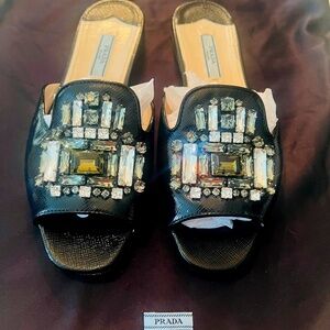 Prada Jeweled Slides
